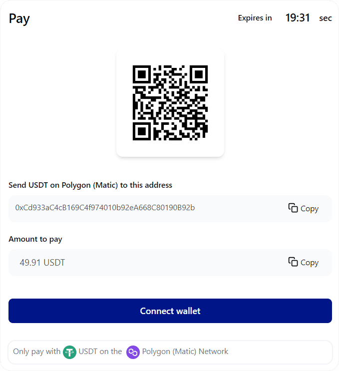 cryptorefills checkout pay usdt on polygon.png